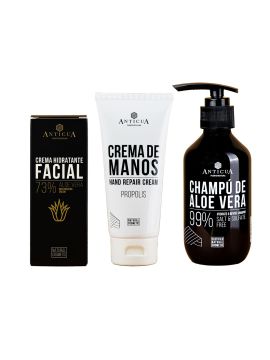 Shampoo 200ml + Aloe facial cream 100ml + hand cream 100ml